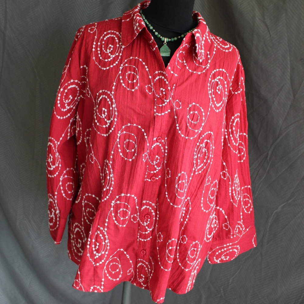 NorthStyle Embroidered Red Lightweight Blouse